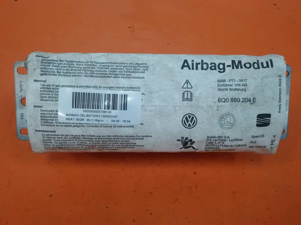 Passenger Airbag SEAT, IBIZA III (6L1) 1.9 TDI(5 doors) (