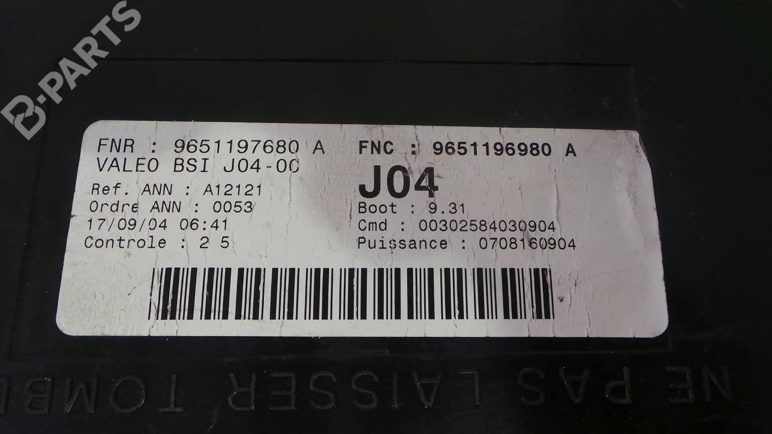 Fuse Box 96 511 976 80 A PEUGEOT, 307 (3A/C) 2.0 ...