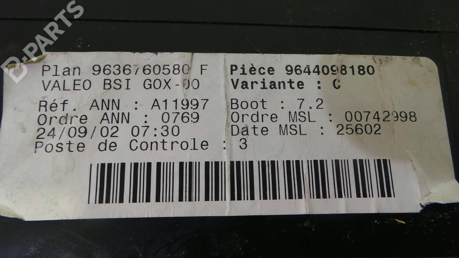 Fuse Box 96 367 605 80 F PEUGEOT, 307 (3A/C) 2.0